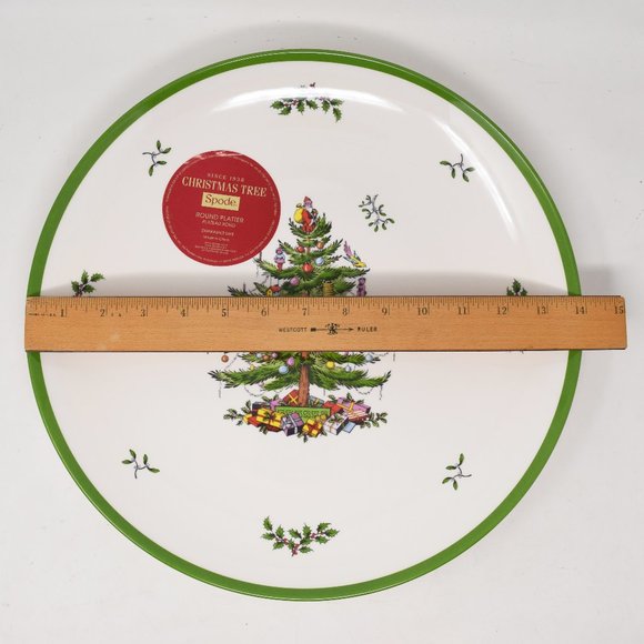 Spode Christmas Tree Platter Round Melamine 14" New Holiday Tray Serving Festive - Picture 12 of 13